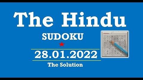 The Hindu  Sudoku Jan 28, 2022 - 1 Star - The Solution