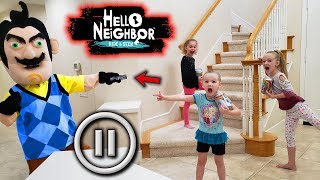 Hello Neighbor Pause Challenge in Real Life! Poopsie Unicorn Slime Toys Scavenger Hunt!!