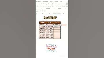 Age Calculation Excel #shorts #shortsviral #trending