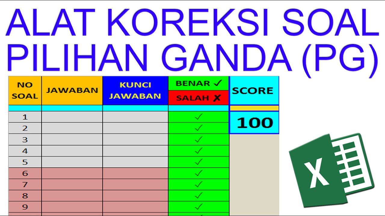 Cara Membuat Alat Koreksi Soal Pilihan Ganda Dengan Excel Video Tutorial Youtube