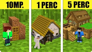 10 MÁSODPERC 1 PERC ÉS 5 PERC KICSI HÁZ ÉPITŐ KIHÍVÁS A MINECRAFTBAN!