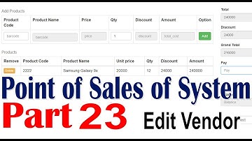 Point of sales system Using Ajax jQuery PHP MySQL part 23 Edit Vendor