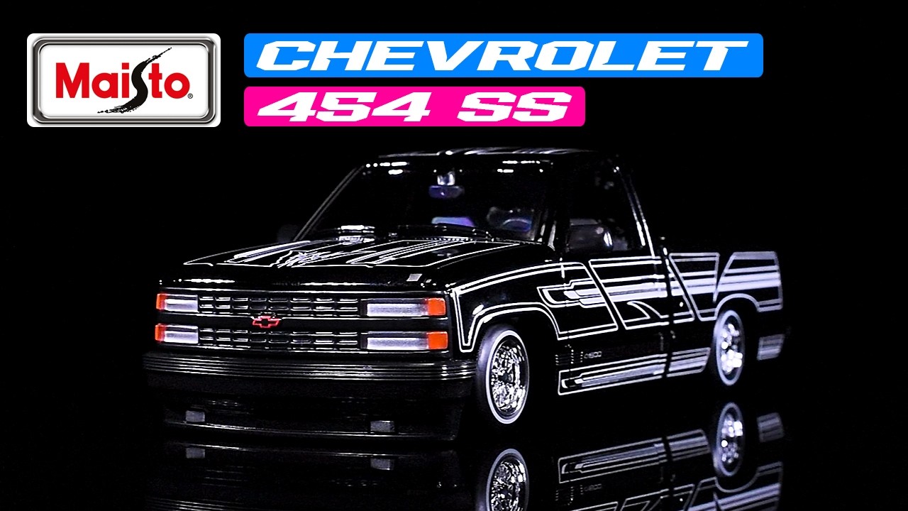 1993 Chevrolet 454 SS Pickup Truck Black with Graphics "Lowriders" 1/24 Diecast Model Car by Maisto
