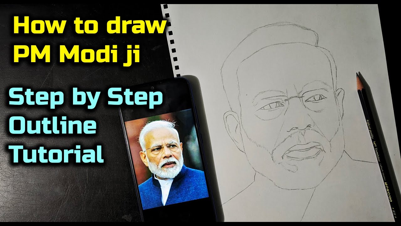 How To Draw PM Narendra Modi From 007 Number || Narendra Modi Drawing Very  Easy || Drawing Modi ji - YouTube