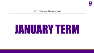 January Term Financial Aid