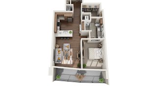 A6, 1 Bedroom Apartment Tour - 862sf, 12th Floor