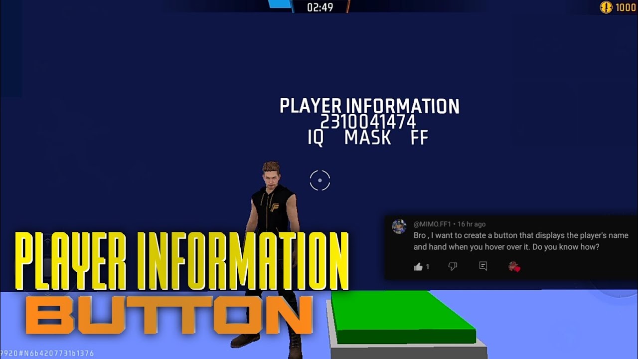 Free fire craftland player information button script | free fire craftland | 