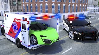 Ambulance Repair Tyre - Sergeant Lucas the Police Car Call Water Tank - Wheel City Heroes Cartoon