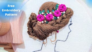 Vintage Bun Hairstyle Embroidery Beginners /Super Creative Embroidery Girl Hair Embroidery Tutorial