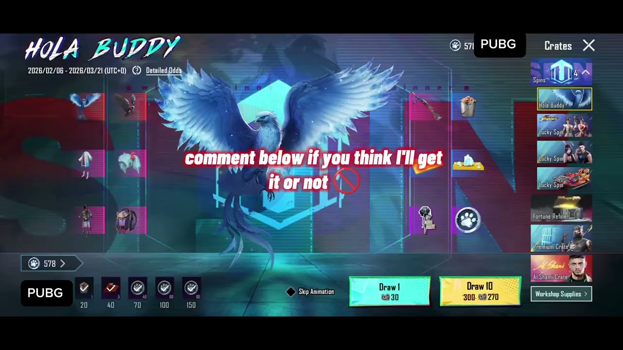 New Hola buddy spin in PUBG | glacier falcon | 