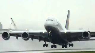 Airbus A380 Extreme takeoff GREAT ENGINE SOUND!!!!!  VERY LATE