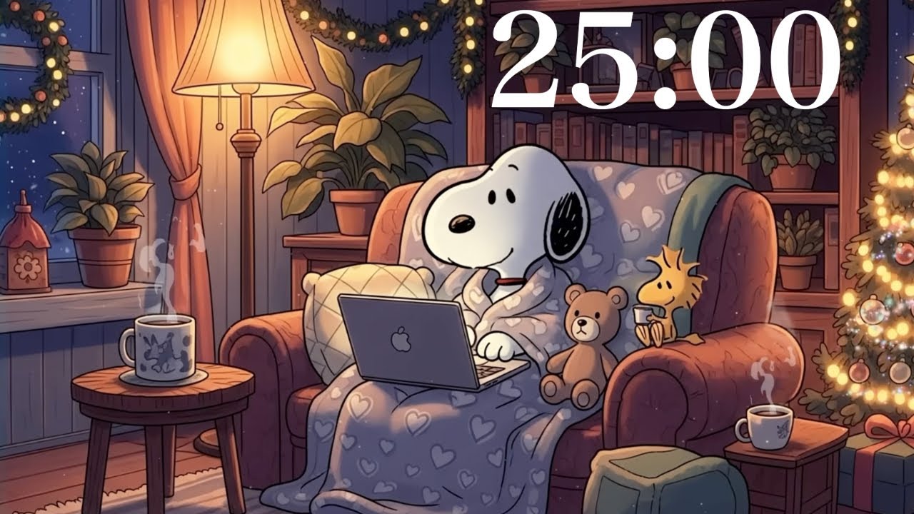 Cozy Winter Snoopy 25 Minute Timer ️ | Study, Work, Relax🎄 - YouTube