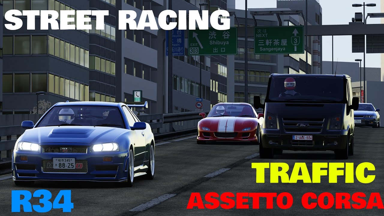 Assetto Corsa - STREET RACING w/ R34 (Traffic) - YouTube