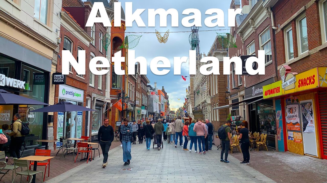 (4K)Walking Tour Cheese Market in Alkmaar,Netherlands.