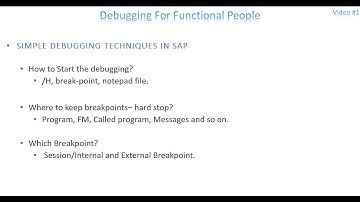 Video 1 - Debugging For SAP Functional People