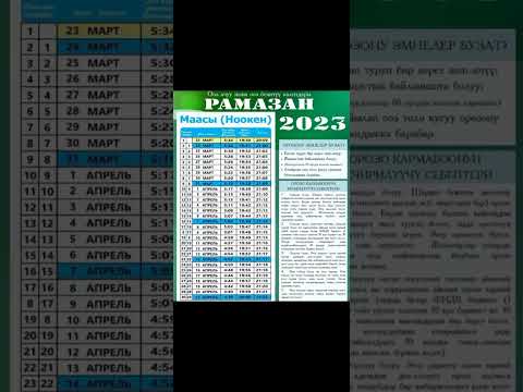 Ооз ачуу жана ооз бекитуу календары 2023 Маасы( Ноокен) - YouTube