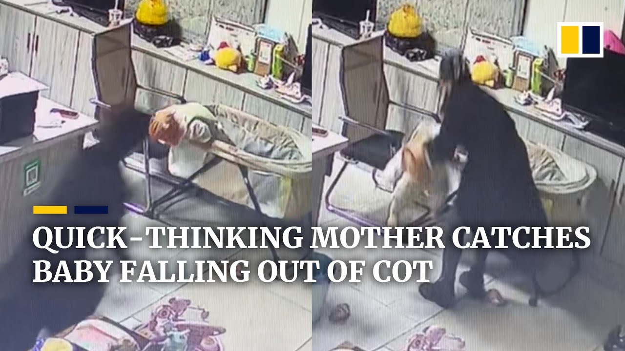 Quickthinking mother in China catches baby falling out of cot YouTube