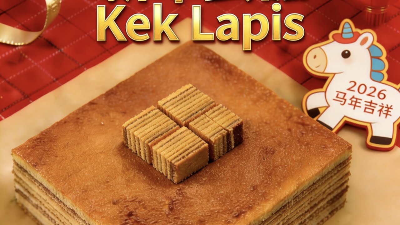 新年限定款Kek Lapis 简单款 (烤) 来啦🎉(七寸蛋糕的食谱，只有半层，要整粒就双倍的材料)不想只用蛋黄就选择这样吧😋新年聚餐炫这块准没错～👇食谱附在后面，宝子们快抄作业