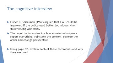 Improving the accuracy of EWT – the cognitive interview