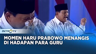 Momen Presiden Prabowo Menangis Saat Pidato di Depan Guru
