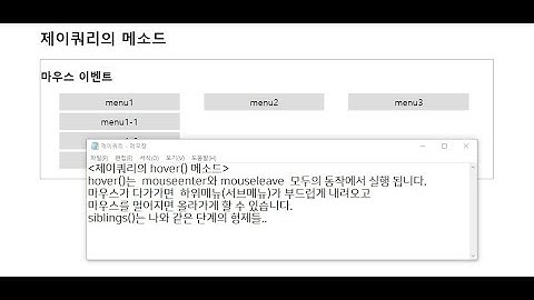 제이쿼리에서 마우스를 대면 하위메뉴(서브) 내려오기 - in jQuery, hover(), slideDown(), slideUp(), children(), siblings()