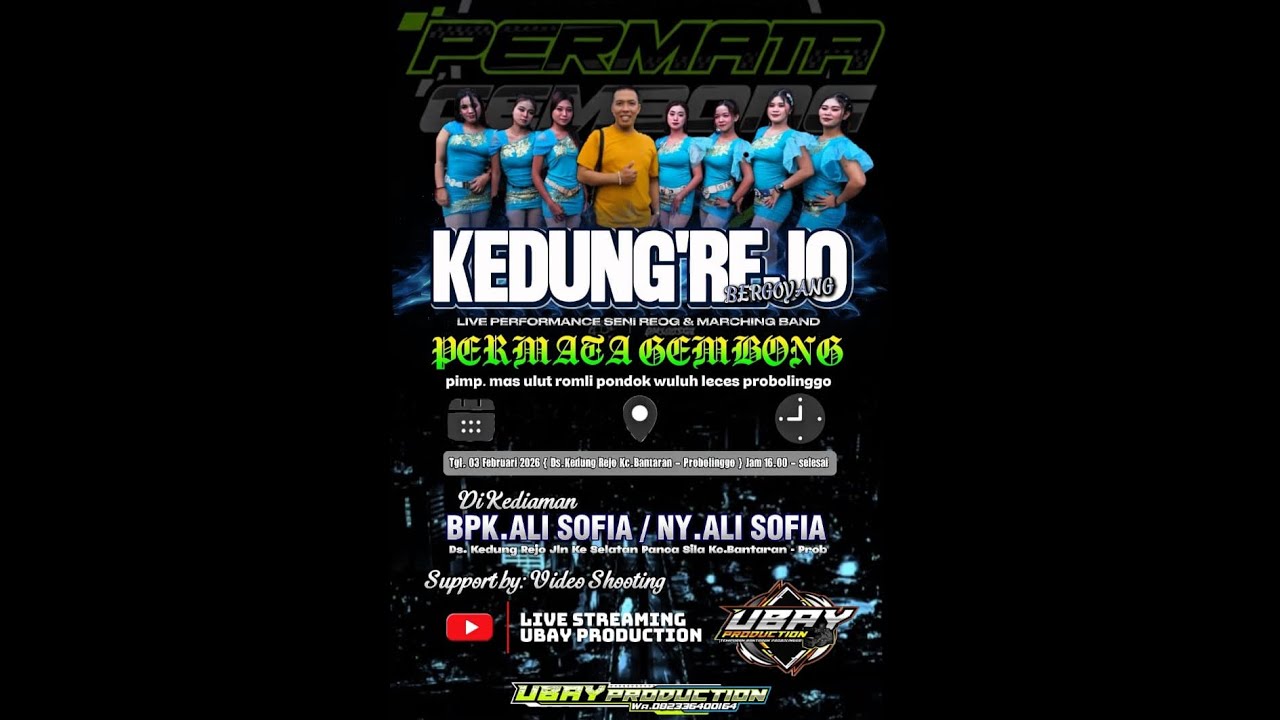 LIVE STRAMING SENI DRAMBAND PERMATA GEMBONG DI HAJATNYA BPK ALI SOFIA DS JABUN BANTARAN PROBOLINGGO