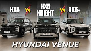 Hyundai Venue HX5 vs. HX5 Knight Edition vs. HX5+ | Price & Features Comparison | Venue Knight Ed...