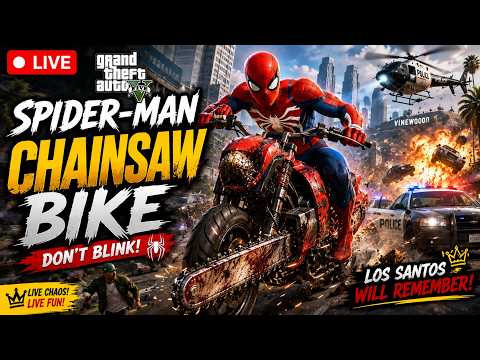🔴 GTA 5 LIVE – DON'T BLINK! Spider-Man's Chainsaw Bike 🤯 | Creative Boys