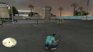 Grand Theft Auto: Vice City (Gta Vice City Army Base) Fight Army - Tommy Destroyed Army Tank