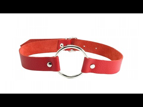 4603726076456 Кляп-кольцо на ремешке из красной натуральной кожи / Red leather strap ring gag