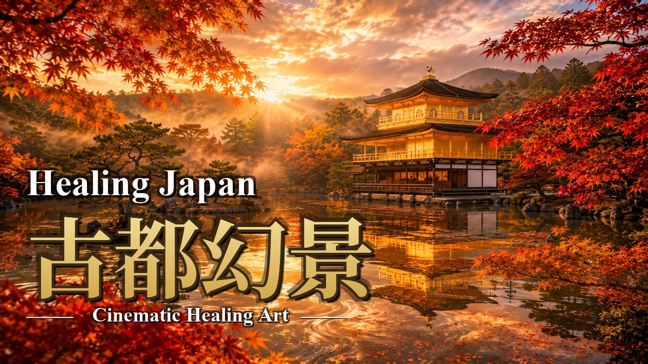 Healing Music & Kyoto Autumn Scenery | 1 Hour of Living Paintings | 4K