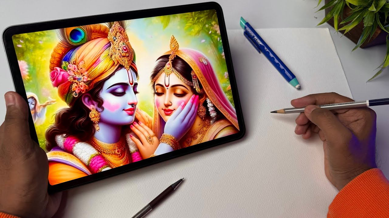 Radha Krishna playing Holi Drawing,  Radha Krishna Drawing,  Outline Tutorial 😍