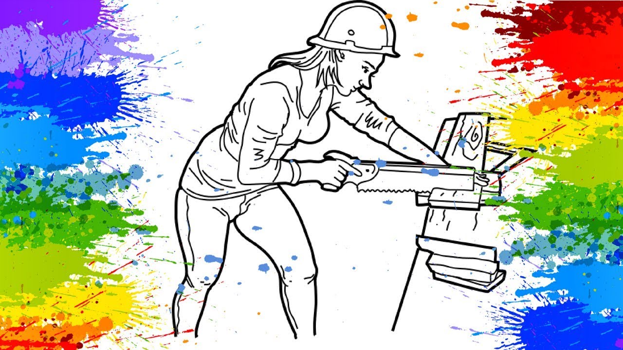 draw | lady carpenter | ColorsCorner | Drawing for Kids | color page