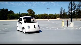 Google X self driving car with pedestrian and bike