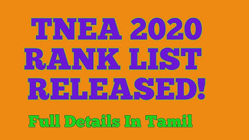 TNEA 2020 | Rank List Released - Breaking News | First Rank? | Full Details In Tamil
