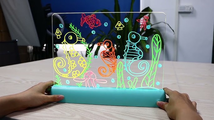 Discovery Neon Glow Drawing Easel w/ 6 Color Marker, Light Modes