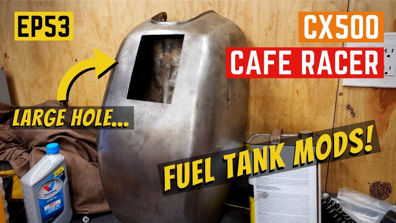 CX500 Build Fuel Tank Mods PT1 Cutting A BIG Hole In The Tank