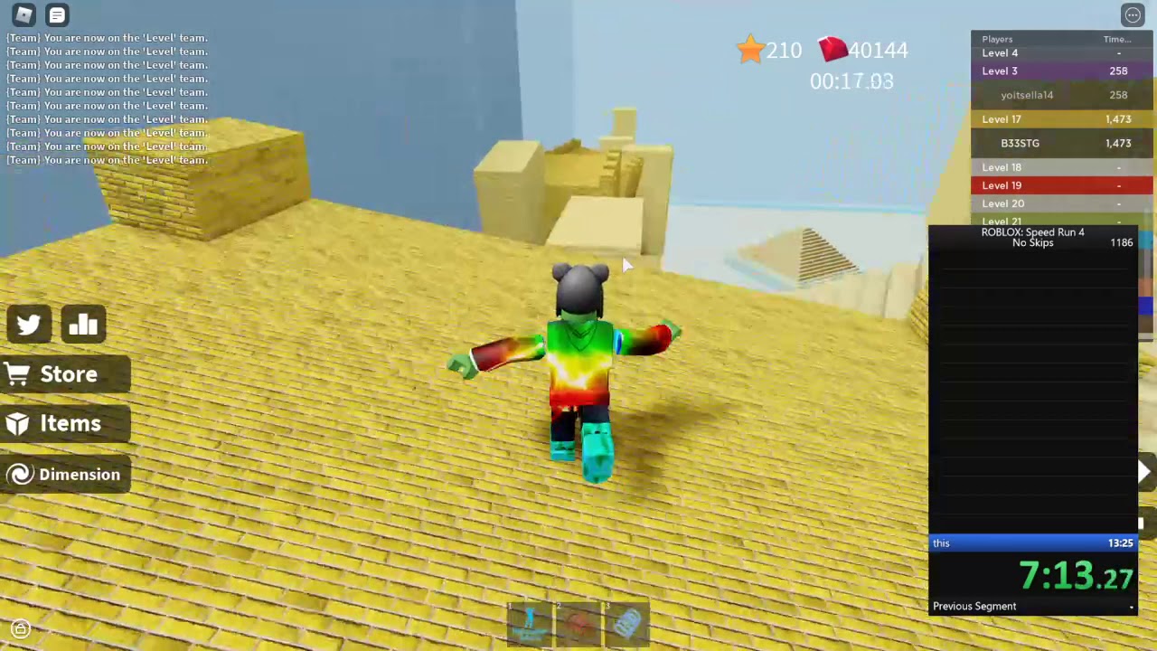 Roblox Speed Run 4 All Levels No Skips In 13 26 30 Youtube - roblox 4all.cool