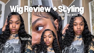 WIG REVIEW + STYLING | Loose Deep Wave 24in 13x4 HD Lace | WIGGINS HAIR