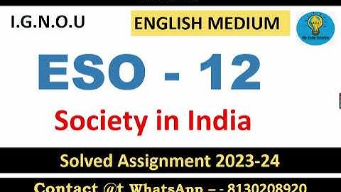 ESO 12 MY EXAM 2 | SOCIETY IN INDIA | IGNOU |