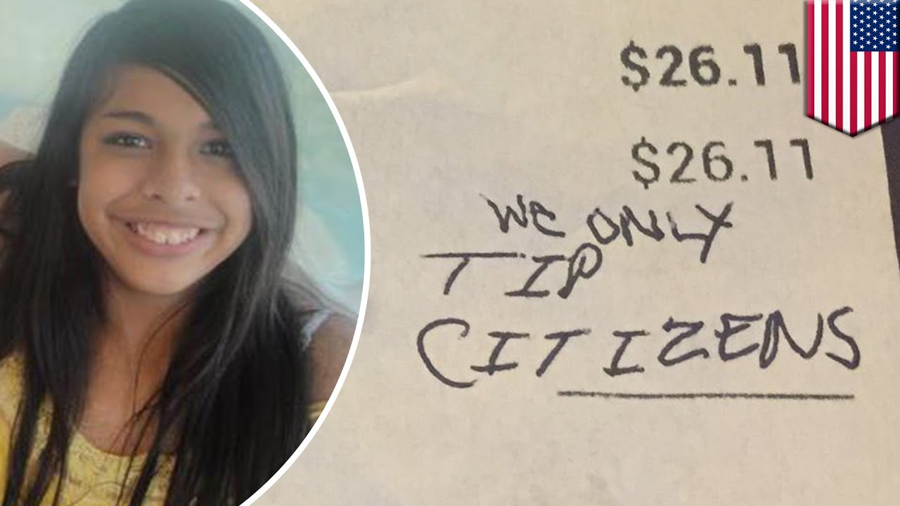 Young waitress receives racist message instead of a tip at Virginia restaurant - TomoNews - YouTube