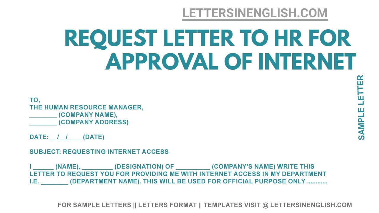 Letter to HR for Approval of Internet Access - How To Write Letter To HR  Department