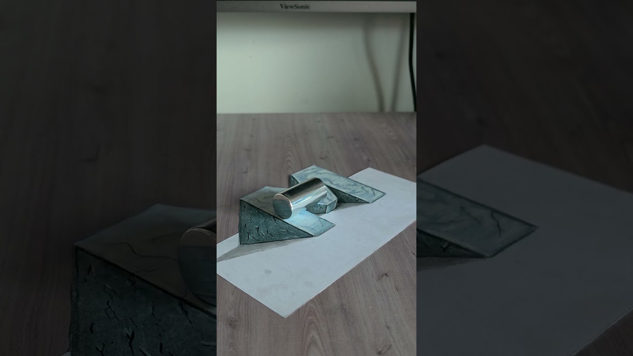 3d drawing M letter illusion  #shorts #3d #drawing