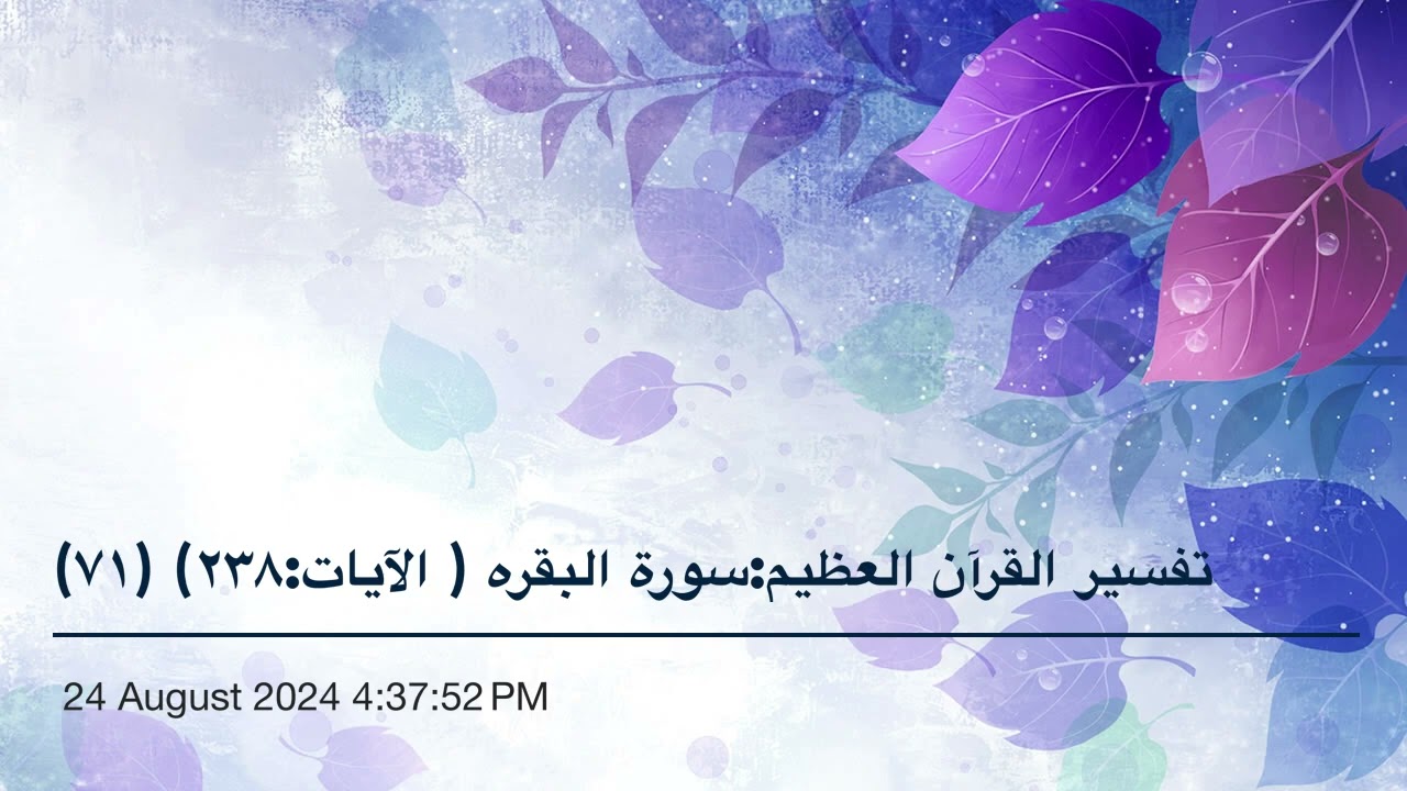 تفسير القرآن العظيم:سورة البقره ( الآيات:٢٣٨) (٧١)