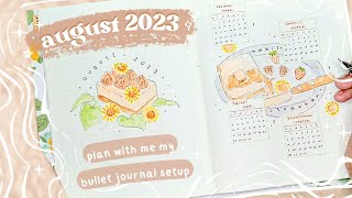plan with me 🌻 august 2023 🍰 bullet journal setup ｡*ﾟ+