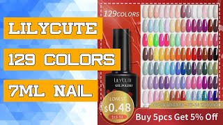 LILYCUTE 129 Colors 7ML Nail Gel Polish Nail Supplies Vernis Semi Permanent Nail Art Manicure Soak O