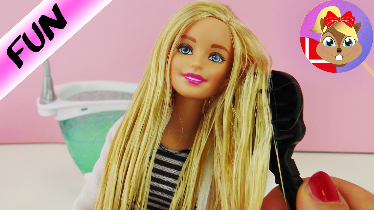 Vi reparerer og Barbies hår! Dukkevask. Barbie Hair Repair - YouTube