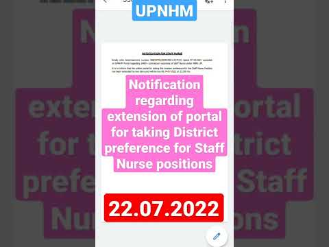 UPNHM extension of portal for taking District preference for Staff Nurse positions | #upnhm #shorts