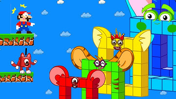 NEW Update: Mario vs NumberBlock1 and Giant Numberblocks Colors Animal mix level up Maze  | MR Toons
