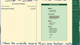 How to create more than one ledger instance using Tally ERP.9 Accounting Software